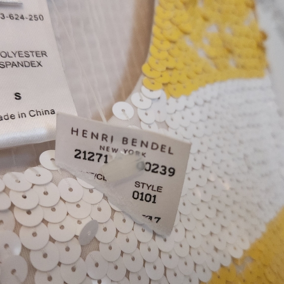 NWT Sequin Yellow and White Striped Dress - Size Small - Picture 6 of 7